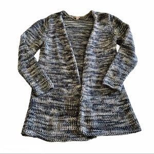 J. Jill Cardigan Sweater Women’s M Blue Gray Knit Open Front Chunky Lagenlook
